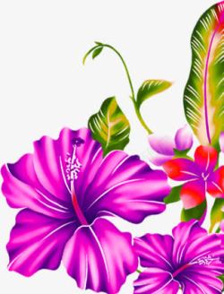 紫色卡通唯美花朵手绘素材