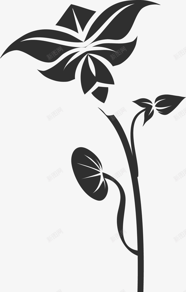 黑色手绘的花朵图标png_新图网 https://ixintu.com PNG图形 手绘 植物 花朵 装饰 黑色