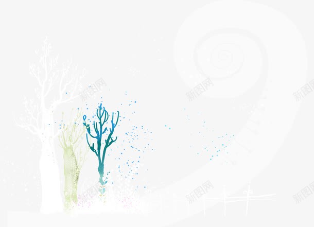卡通手绘雪景psd免抠素材_新图网 https://ixintu.com 卡通 手绘 树木 简单 雪景