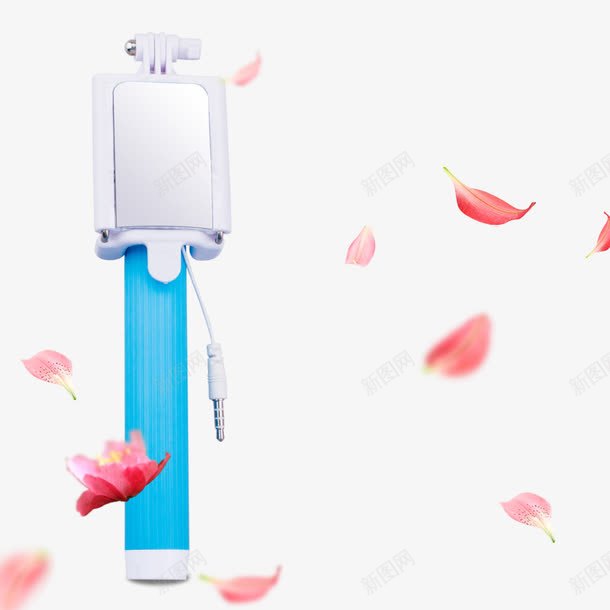 自拍杆png免抠素材_新图网 https://ixintu.com 产品实物 自拍神器 花瓣 蓝色