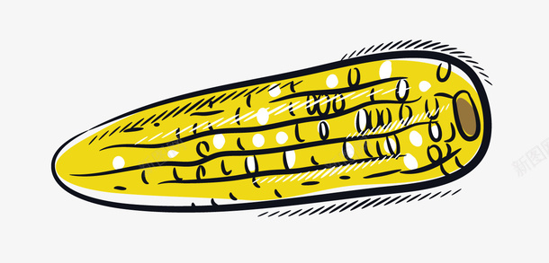 手绘黄色玉米png免抠素材_新图网 https://ixintu.com 卡通 手绘 玉米 绘画 蔬菜 食物 黄色