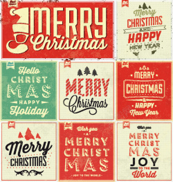 圣诞节复古分割线8款复古圣诞海报矢量图高清图片