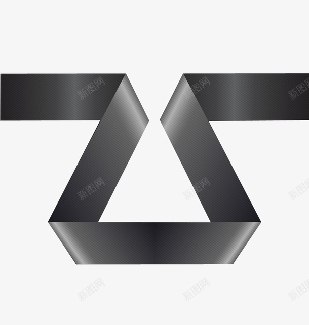 黑丝带折成的三角形图标png_新图网 https://ixintu.com 三角形 卡通 平面设计 手绘 素材 黑丝带