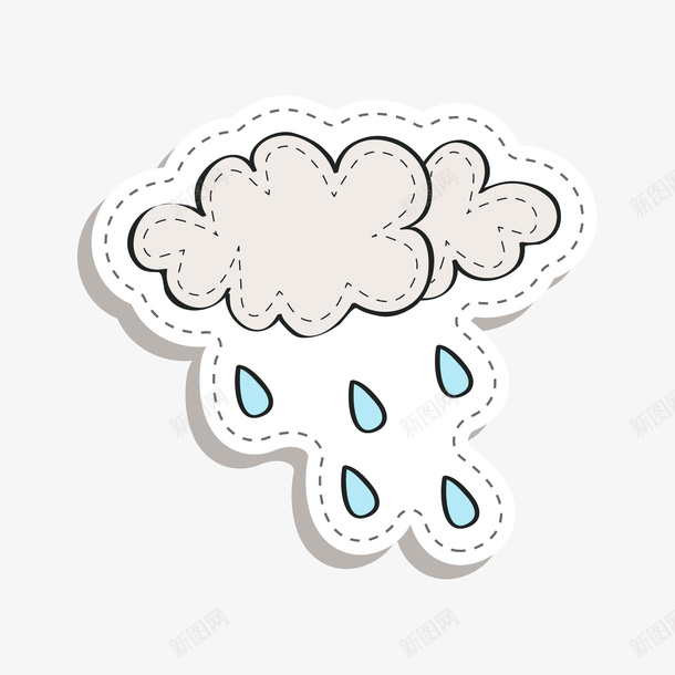 灰色简约雨云装饰图案png免抠素材_新图网 https://ixintu.com 免抠PNG 灰色 简约 装饰图案 雨云