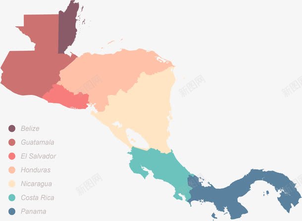 彩色美洲地图png免抠素材_新图网 https://ixintu.com 彩色地图 矢量素材 美洲 美洲地图 行政地图