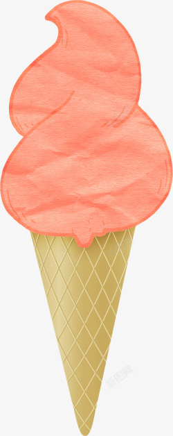 橙色卡通冰淇淋素材