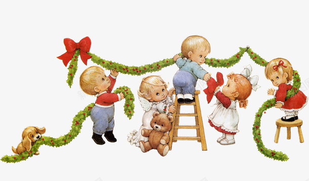 圣诞节png免抠素材_新图网 https://ixintu.com 卡通小孩 圣诞节 装饰