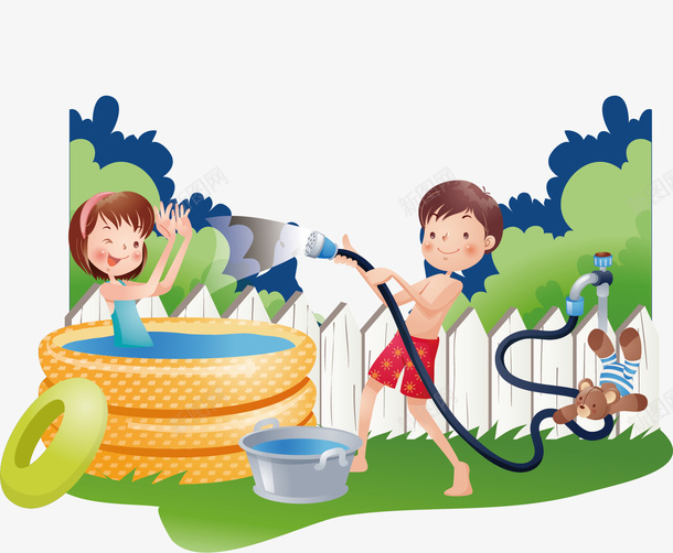 儿童夏季玩耍矢量图ai免抠素材_新图网 https://ixintu.com 儿童 夏季 玩水 玩耍 矢量图