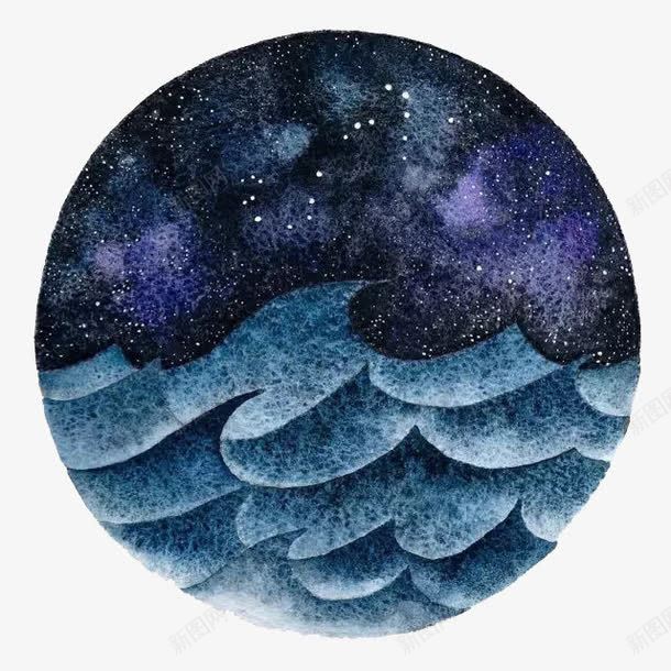水彩星空png免抠素材_新图网 https://ixintu.com 彩色 手绘 星空 水彩 海洋 紫色 蓝色 装饰