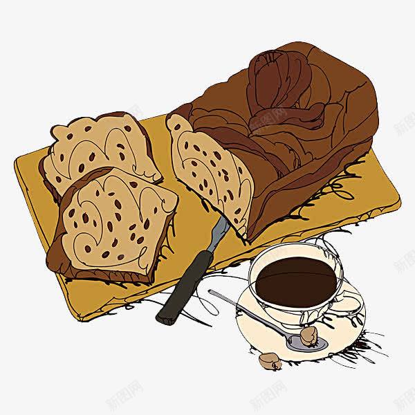 案板上的面包png免抠素材_新图网 https://ixintu.com 咖啡 手绘 插图 面包