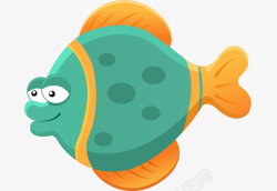 卡通海洋生物绿色鱼素材