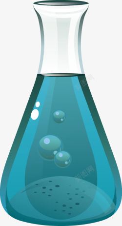 蓝色的实验瓶素材