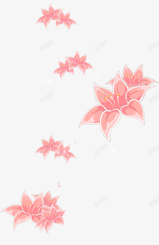 粉色花底纹png免抠素材_新图网 https://ixintu.com 卡通 手绘 粉色 花朵