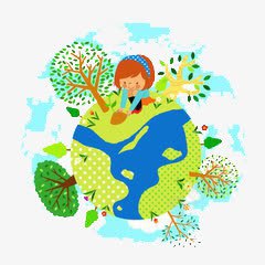 卡通地球png免抠素材_新图网 https://ixintu.com 卡通 地球 清新 绿色