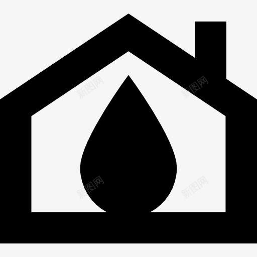 房子和油滴在图标png_新图网 https://ixintu.com 内 加热 建筑 形状 房子 石油 降