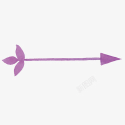 紫色树叶尾部羽箭彩绘箭号矢量图素材