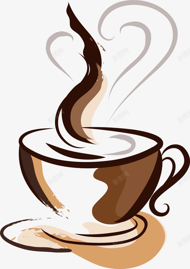 手绘棕色咖啡杯子png免抠素材_新图网 https://ixintu.com 手绘杯子 棕色咖啡 棕色杯子 水彩 简约 香气