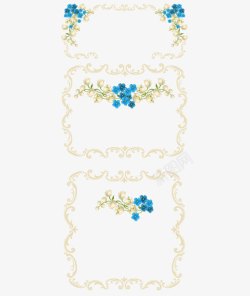 蓝色花卉婚礼边框素材