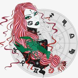 烈焰红唇美女水彩美女高清图片