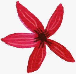 手绘红色简约花朵素材