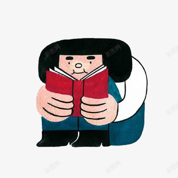 看书的女孩png免抠素材_新图网 https://ixintu.com 书本 坐着 坐着读书 学习 看书