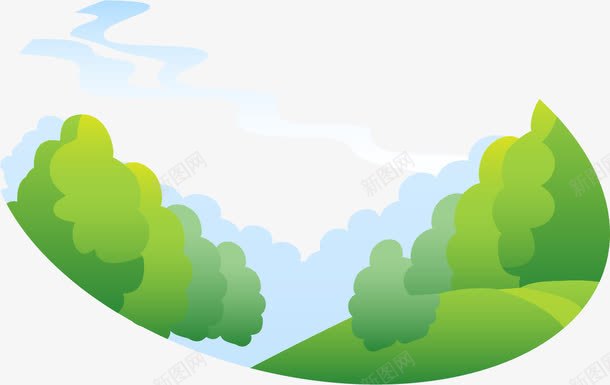 手绘风景标签png免抠素材_新图网 https://ixintu.com 手绘 树林 风景标签