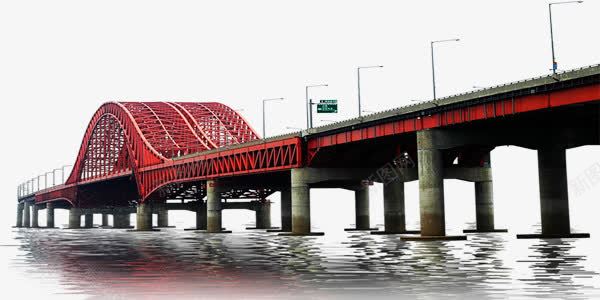 城市风景红色大桥png免抠素材_新图网 https://ixintu.com 城市 大桥 河水 红色 风景