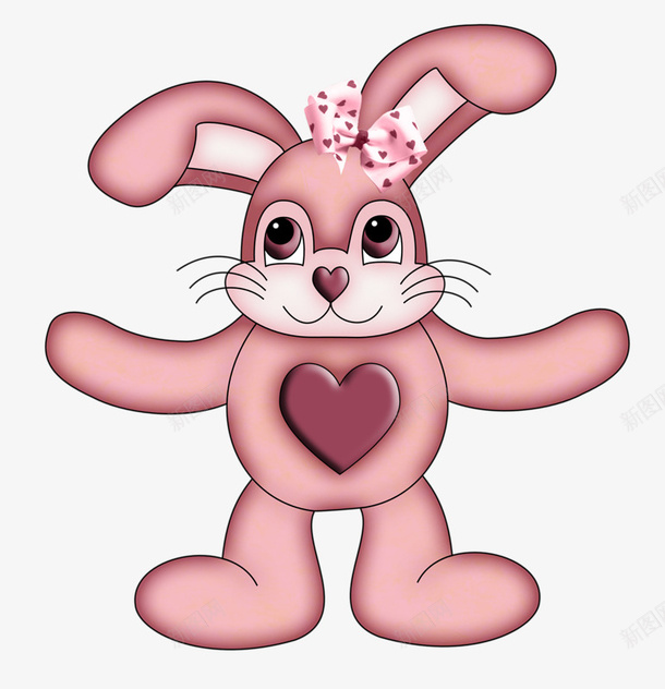 粉色卡通可爱小兔子png免抠素材_新图网 https://ixintu.com 动物 卡通可爱 可爱 心形 粉色