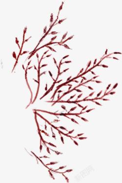 手绘红色水彩树叶素材