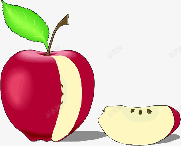 切半的苹果png免抠素材_新图网 https://ixintu.com png图形 png装饰 水果 绿叶 苹果 装饰