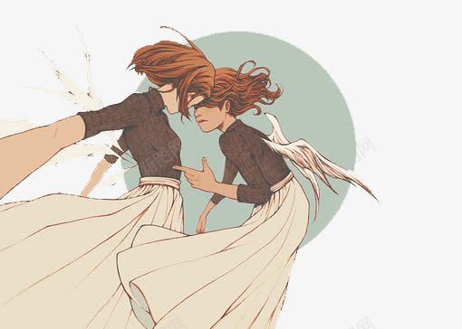两个女孩png免抠素材_新图网 https://ixintu.com 唯美 手绘 舞蹈
