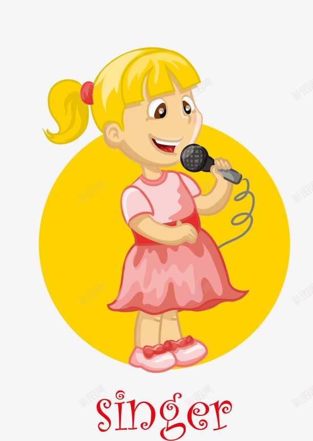 手绘唱歌的女孩png免抠素材_新图网 https://ixintu.com 卡通 唱歌 女孩 手绘 黄头发