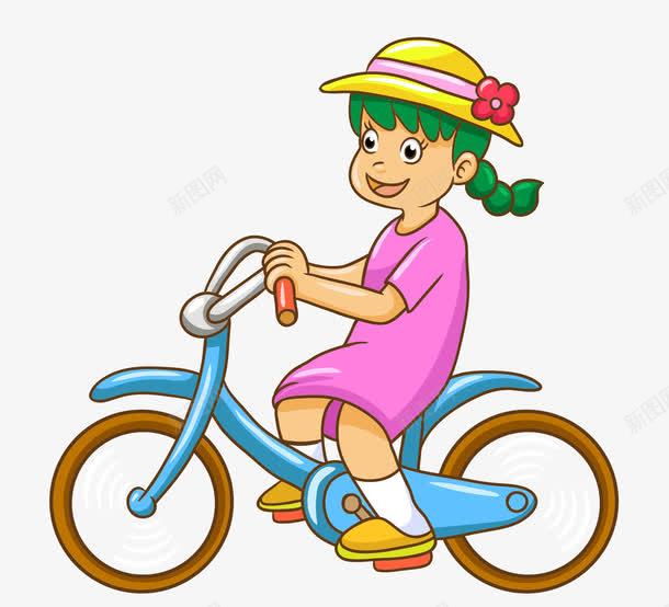 卡通女孩骑单车png免抠素材_新图网 https://ixintu.com 卡通 卡通人物 女孩 骑单车