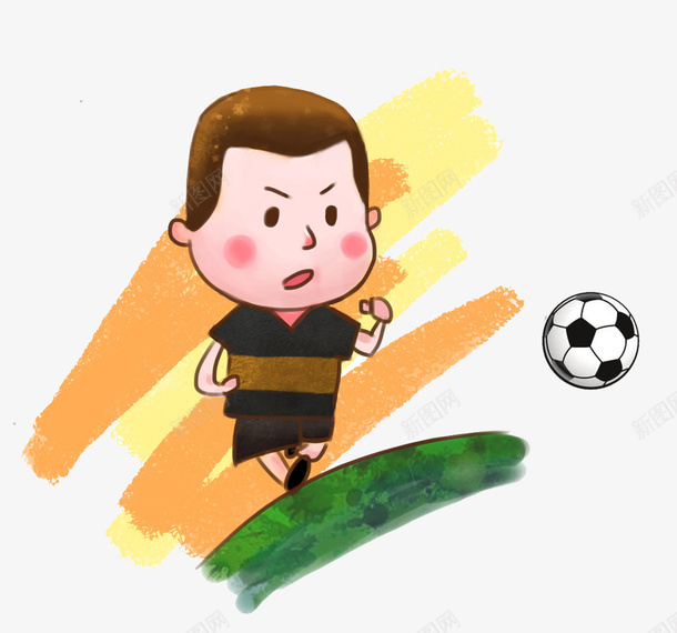 可爱的小孩png免抠素材_新图网 https://ixintu.com 卡通 可爱的 小男孩 少儿足球 简笔 绿色的 足球 黄色