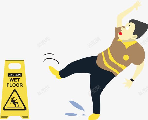 滑到的男人png免抠素材_新图网 https://ixintu.com 滑到 男人 警示牌 黄色
