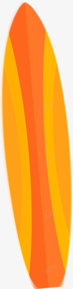 手绘橙色冲浪板素材
