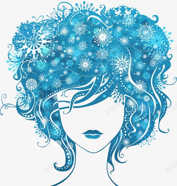 炫酷蓝色花纹发型女孩矢量图eps免抠素材_新图网 https://ixintu.com 平面发型素材 炫酷的发型 矢量的发型 蓝色的女孩 矢量图