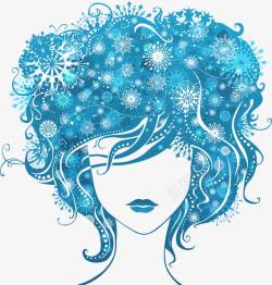 平面发型素材炫酷蓝色花纹发型女孩矢量图高清图片