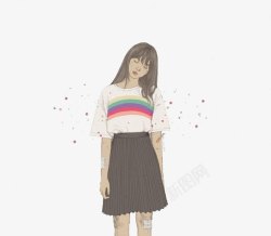 手绘受伤的女孩素材