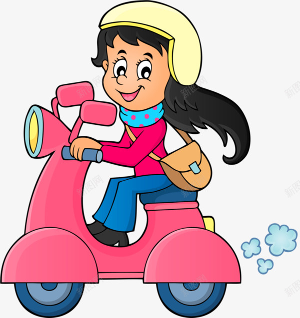 骑电动车的女孩png免抠素材_新图网 https://ixintu.com 卡通 女孩 手绘 电动车