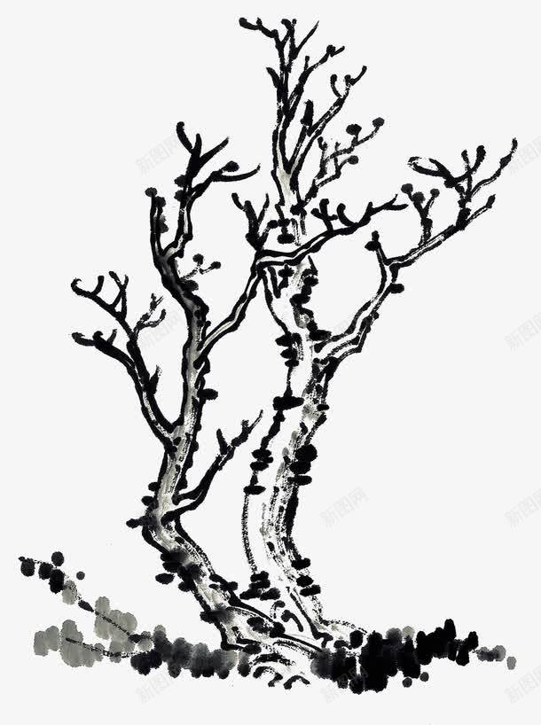 手绘的水墨树png免抠素材_新图网 https://ixintu.com 手绘 树 水墨 黑色
