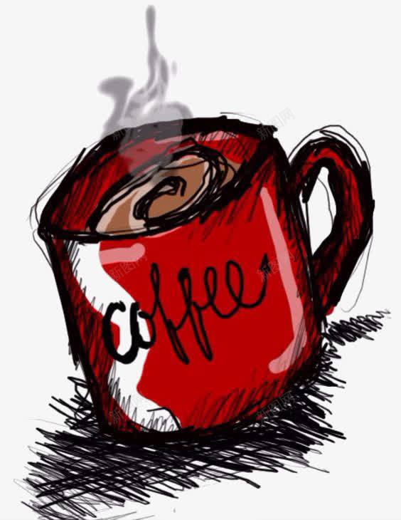 红色咖啡杯png免抠素材_新图网 https://ixintu.com COFFEE 下午茶 卡通咖啡杯 热咖啡 素描