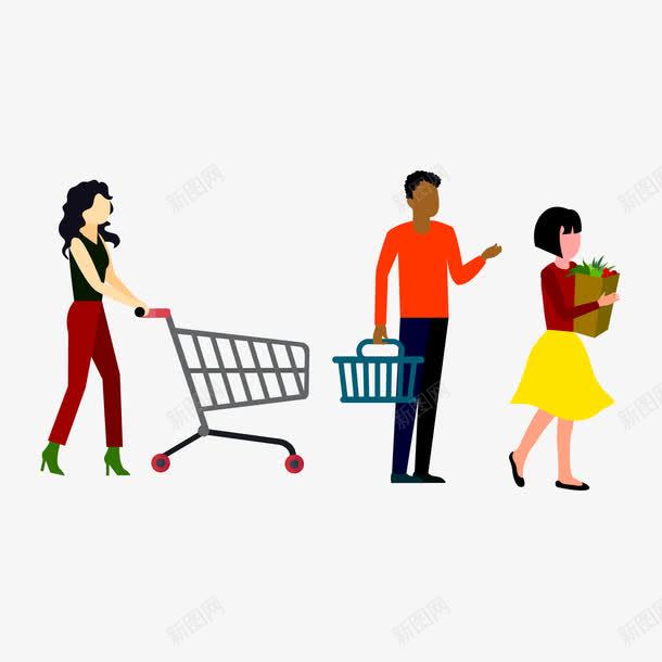 购物的人物png免抠素材_新图网 https://ixintu.com 女性 男士 矢量人物 购物 购物人物