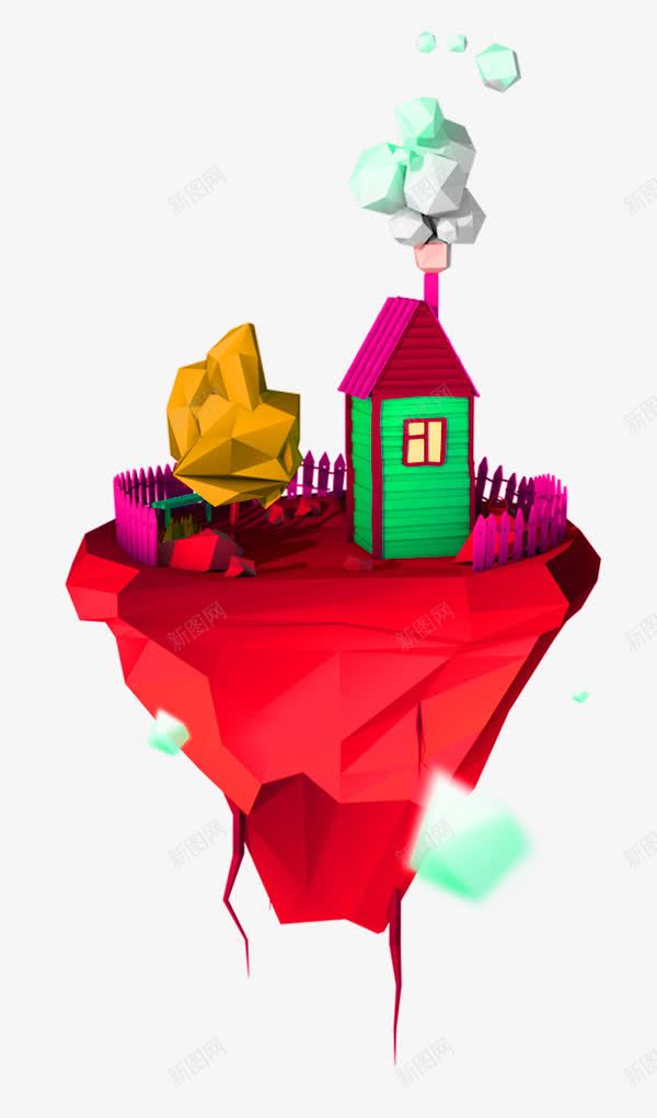 红色浮岛房屋几何装饰图案png免抠素材_新图网 https://ixintu.com 免抠PNG 几何 房屋 浮岛 红色 装饰图案