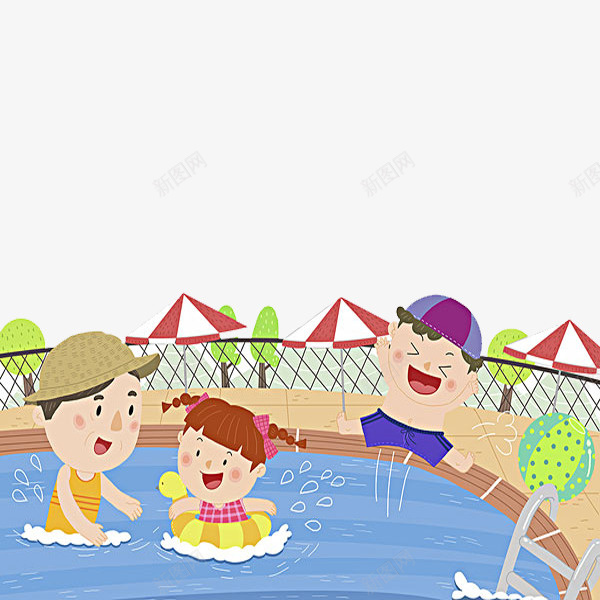 学游泳的小孩png免抠素材_新图网 https://ixintu.com 卡通 可爱的 小孩 手绘 游泳 游泳人 简笔 高兴地