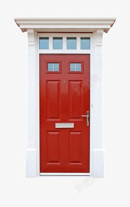 一扇门png免抠素材_新图网 https://ixintu.com 房子 玻璃窗 红色