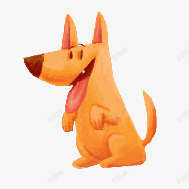 橙色宠物小狗png免抠素材_新图网 https://ixintu.com 卡通动物 宠物狗 橙色小狗 背景装饰