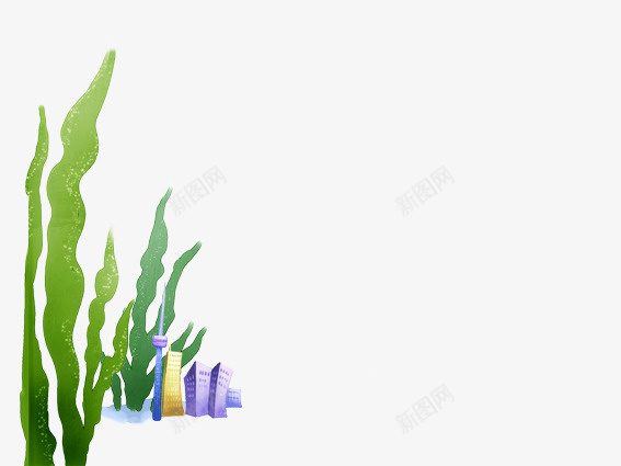 手绘植物和房子psd免抠素材_新图网 https://ixintu.com 手绘房子 手绘植物 手绘植物和房子 紫色 绿色