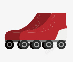 红色溜冰鞋矢量图素材