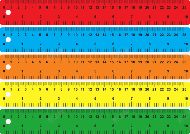 彩色尺子矢量图eps免抠素材_新图网 https://ixintu.com 学习用品 尺子 彩色 矢量图